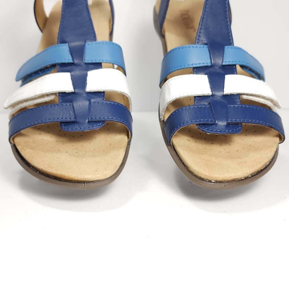 Hotter Soli Women's Leather Gladiator Sandals STD Aquatic Blue & White Size 9 - Picture 14 of 16